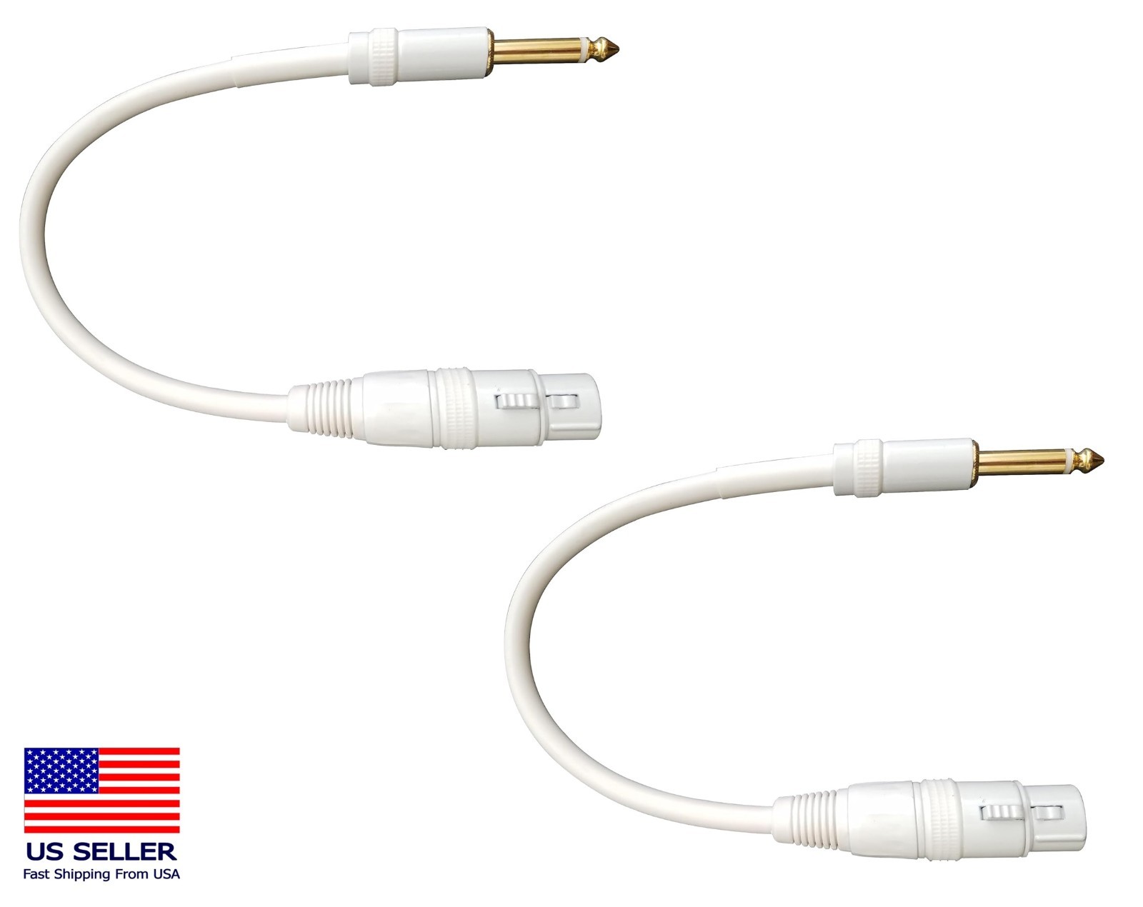 2PK 1FT-25ft White Microphone 1/4 TS-XLR Female Balanced Audio Cable E802xx-New