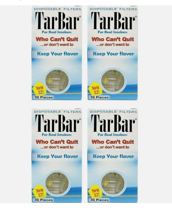 TarBar Cigarette Filters Disposable - 4 Boxes 128 Filters Total