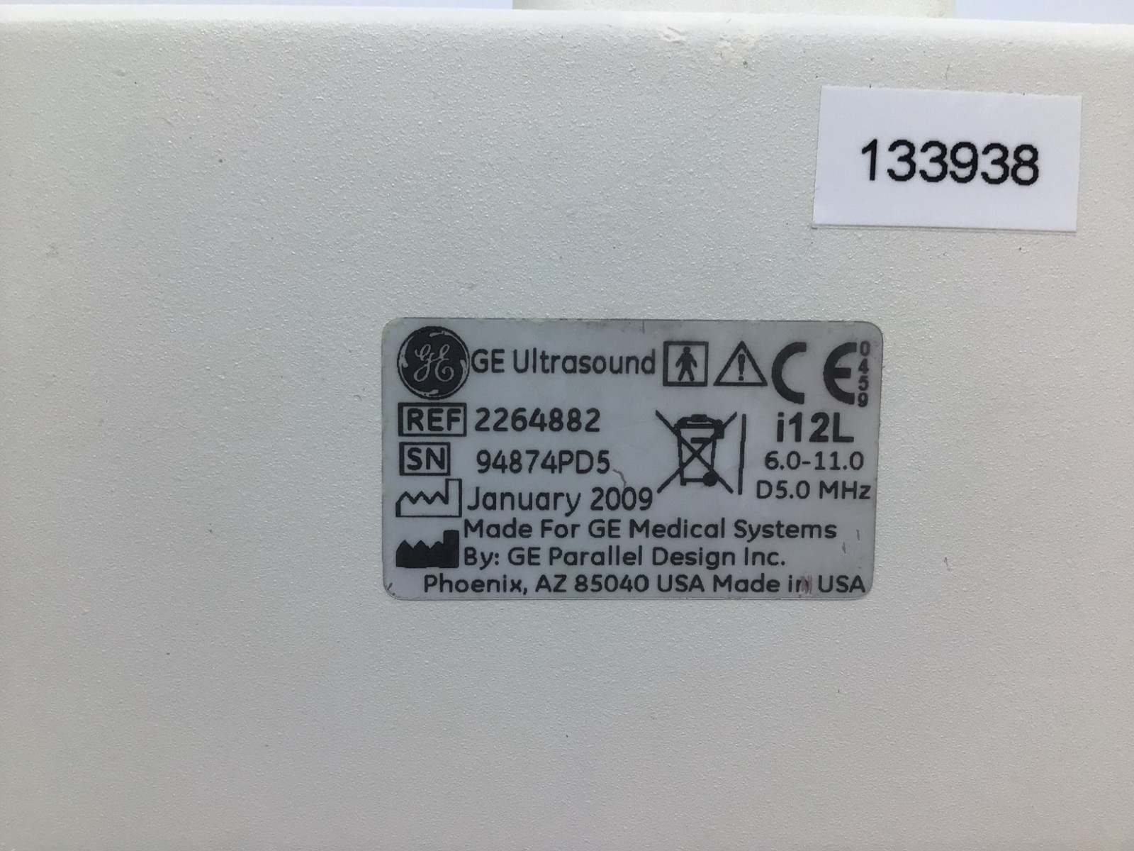 2009 GE i12L Linear Array Ultrasound Probe