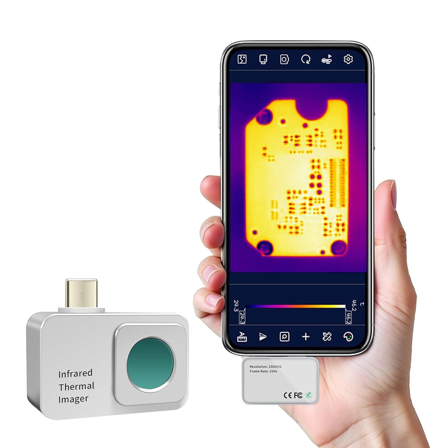 Android Thermal Camera - 256x192, 25Hz, Temp Range 5℉ to 1112℉