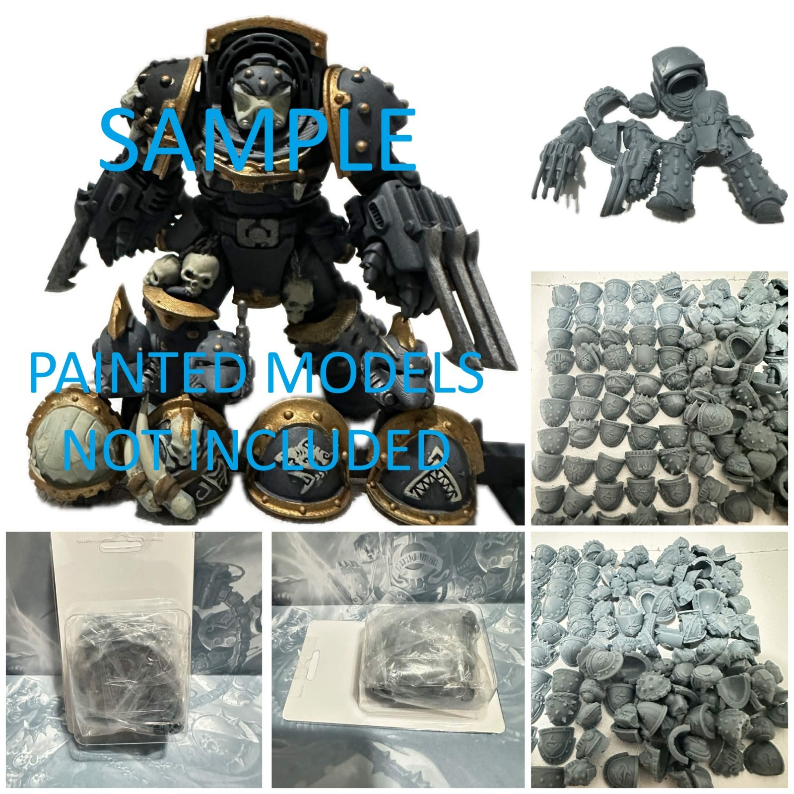 Warhammer 40k Carcharodons Upgrade 1 Tyberos mini, 95 Shoulder Pads 50 Helmets