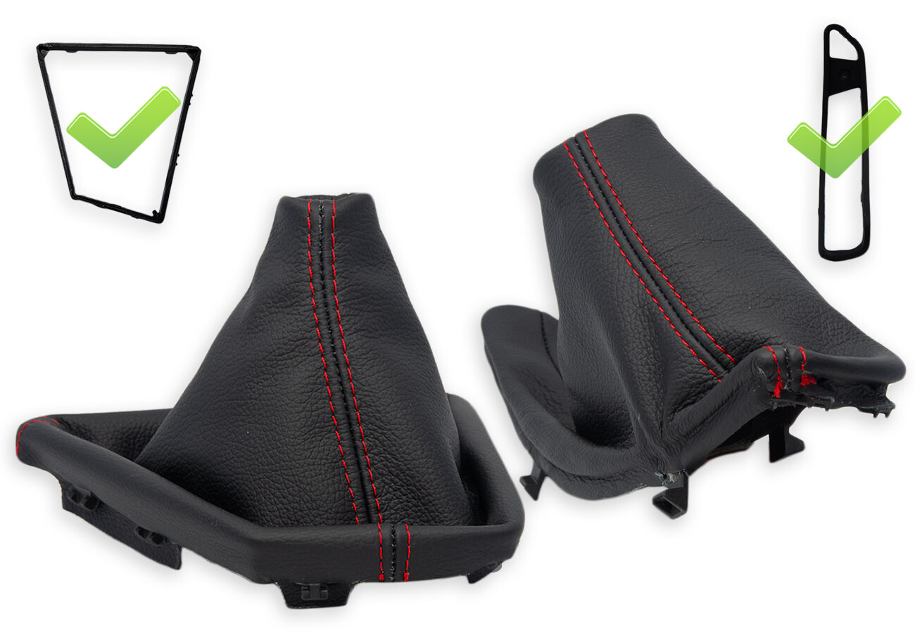 FOR BMW F30/F31 12-18 LHD GEAR SHIFT + EBRAKE GAITER LEATHER s. RED + FRAMES