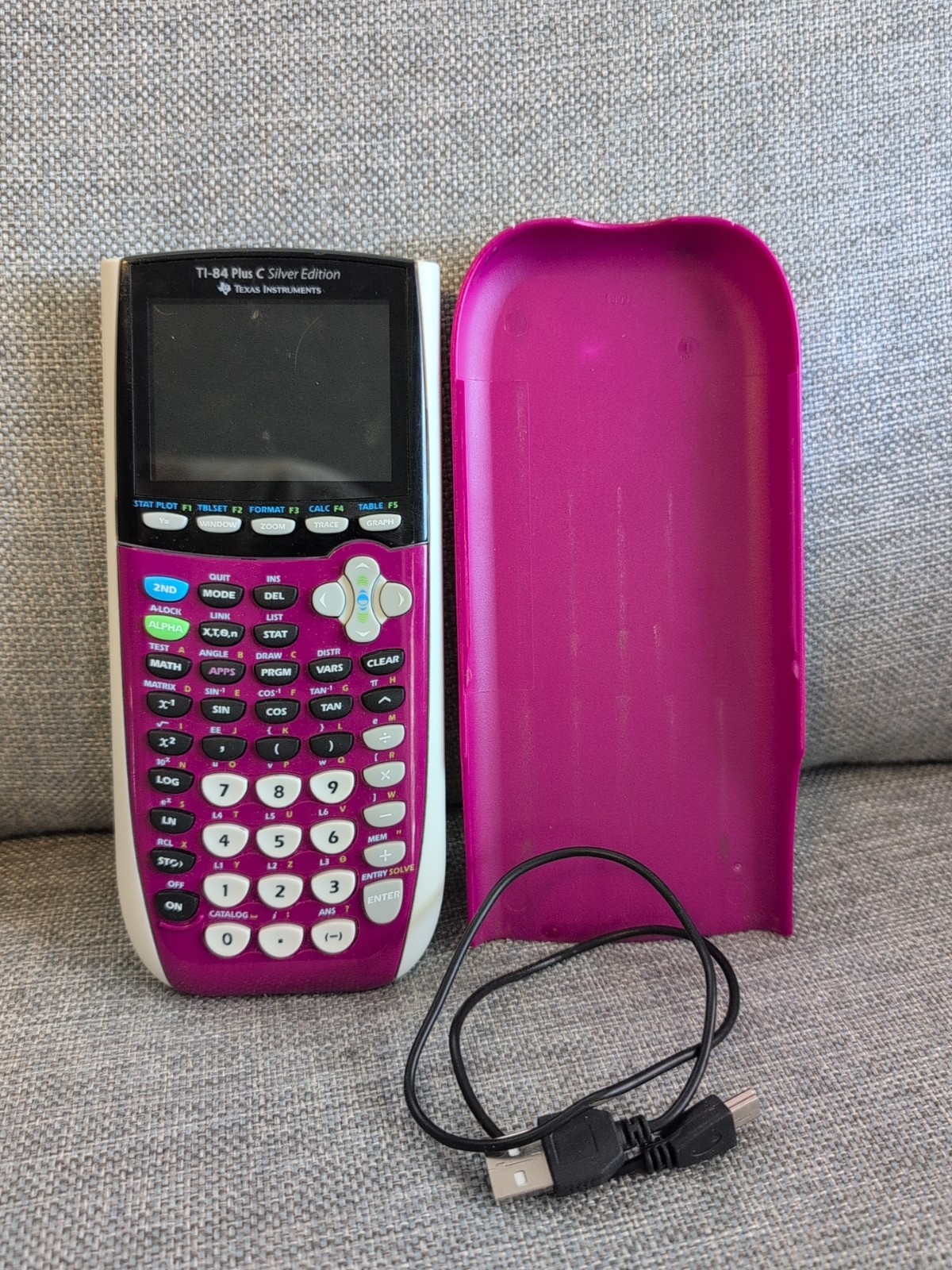 Texas Instruments TI-84 Plus C Silver Edition Graphing Calculator Pink w Cover