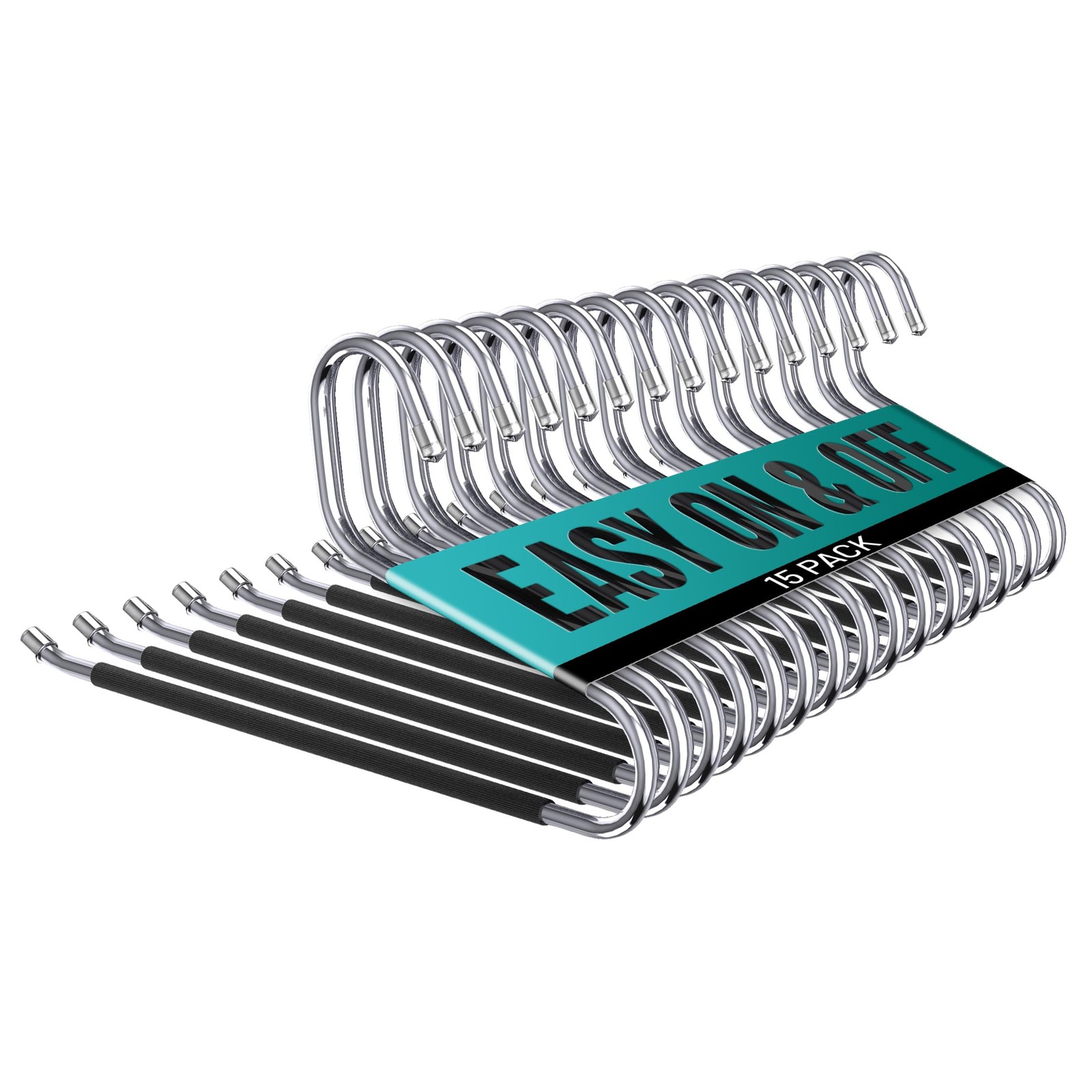 15 Pack Stainless Steel Pants Hangers, Open Ended, Non-Slip, Trouser, Men