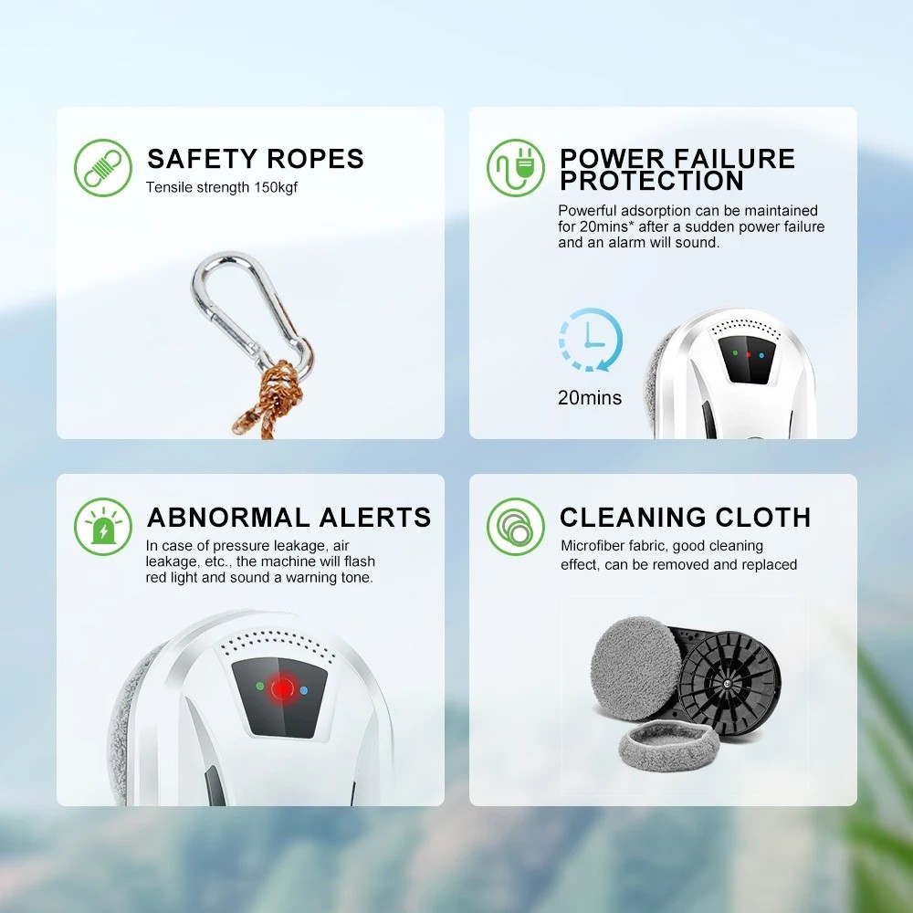 Smart Window Cleaning Robot, Remote Control Glass Cleaner, One-Button Operation