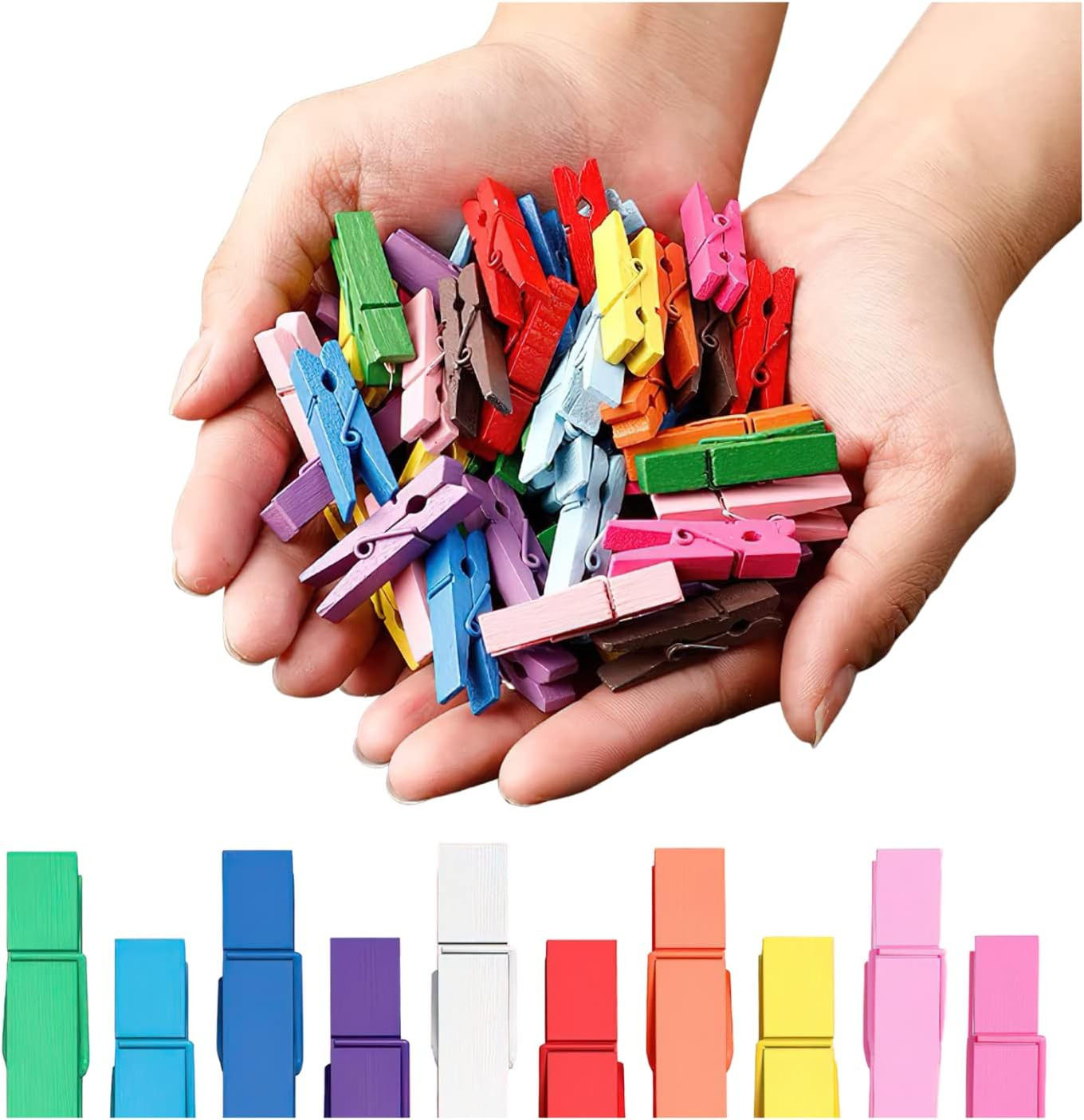Clothespins, Small Clothes Pins for Photos, 1.4'' 100 PCS Natural Birchwood Mini