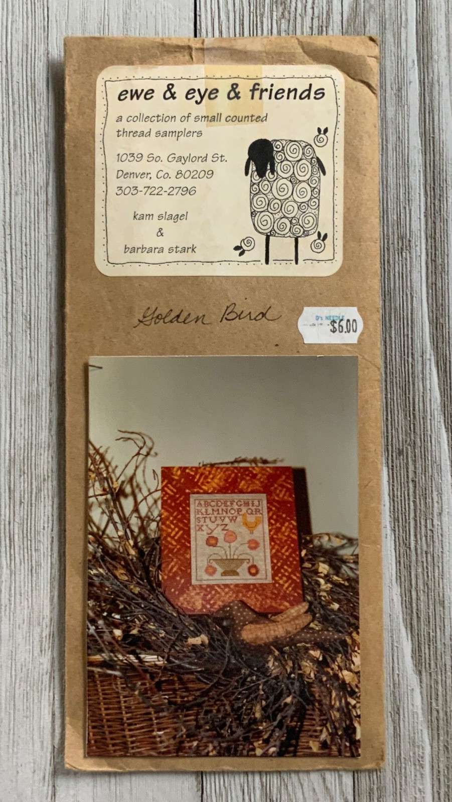 Ewe & Eye & Friends  GOLDEN BIRD Embroidery Needlepoint X Stitch Pattern