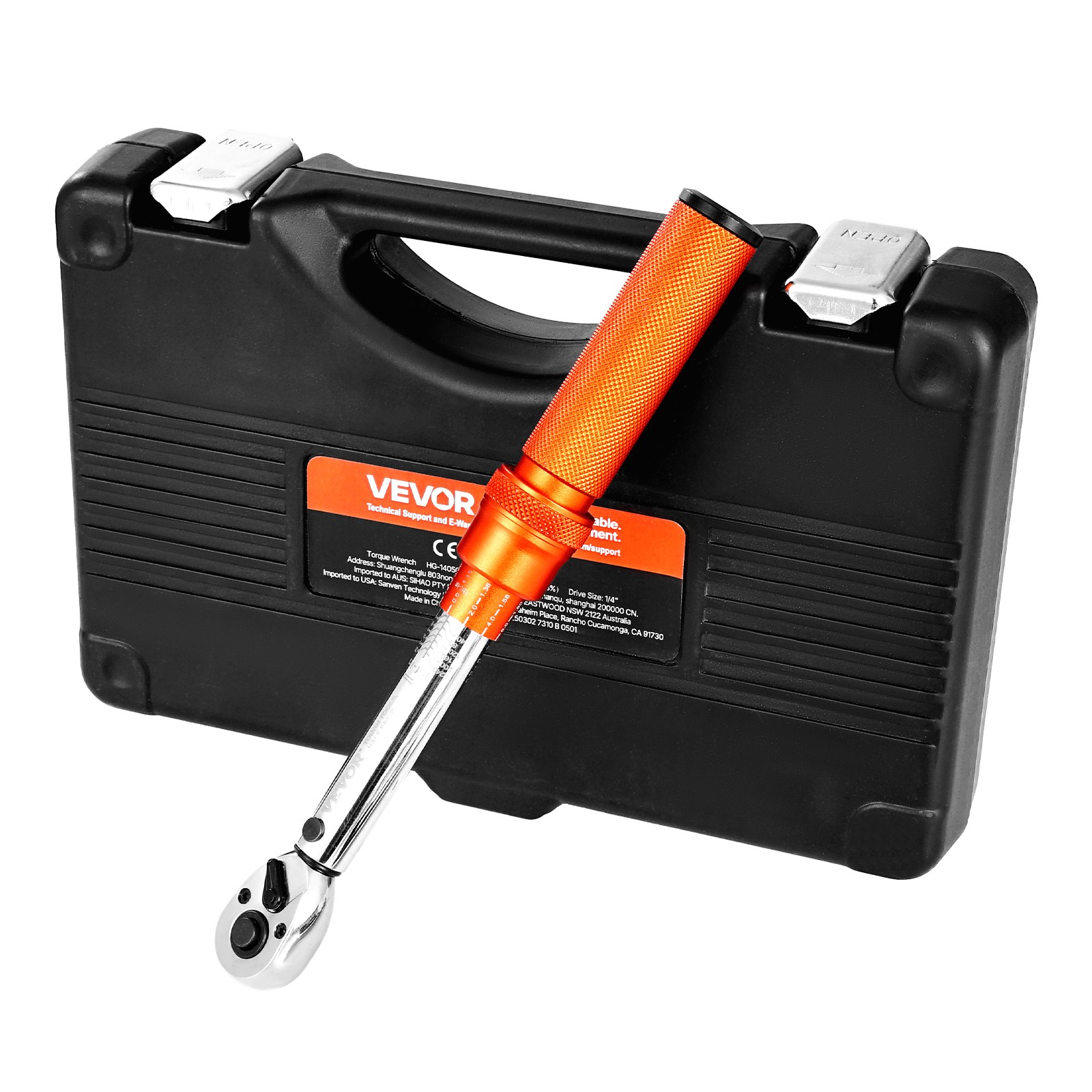VEVOR Click Torque Wrench Set 1/4Inch Drive 20-240 lbf-in/2.3-27.1N.m Orange
