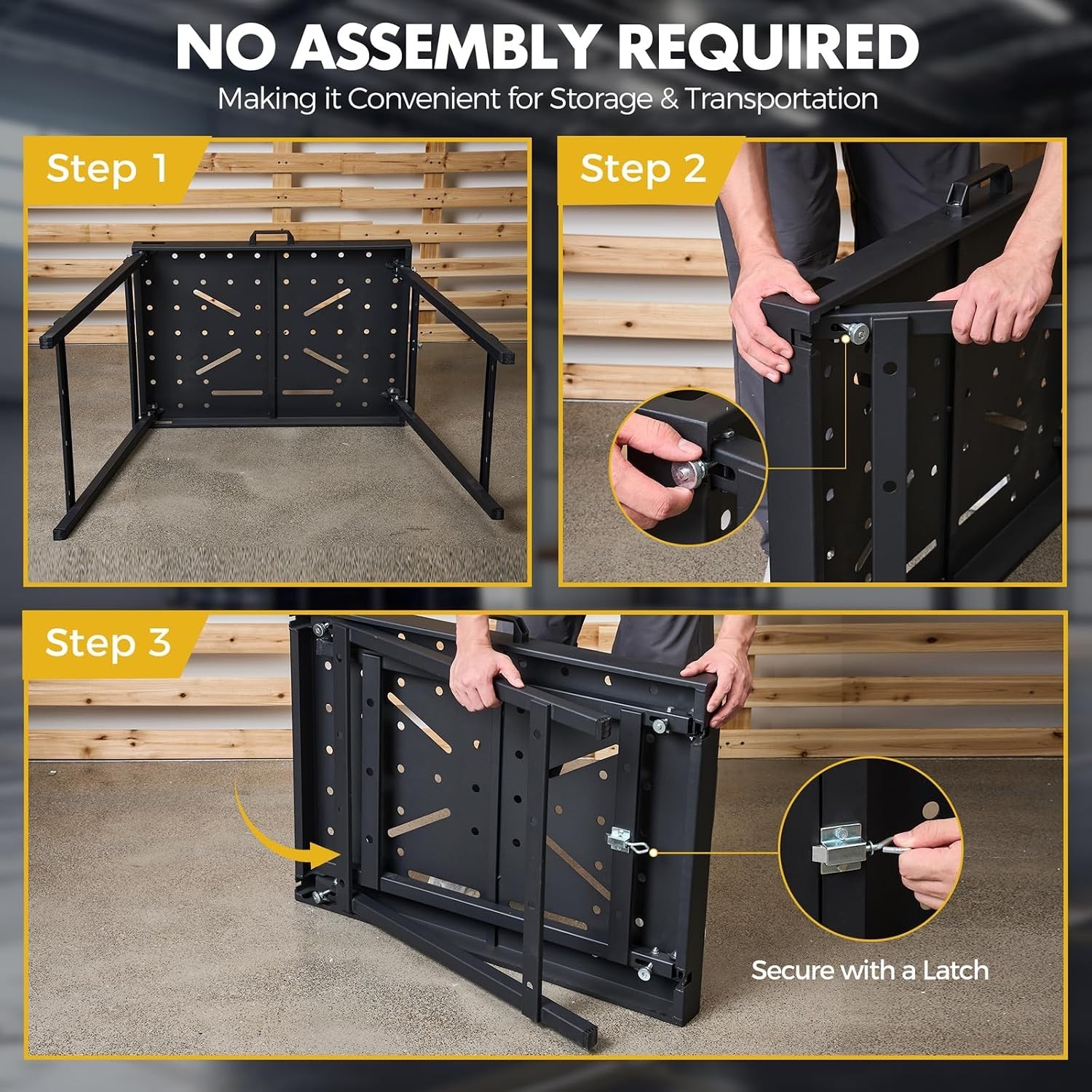 Versatile Foldable Welding Table with 1000LBS Capacity & Tool Slots - Lacquered