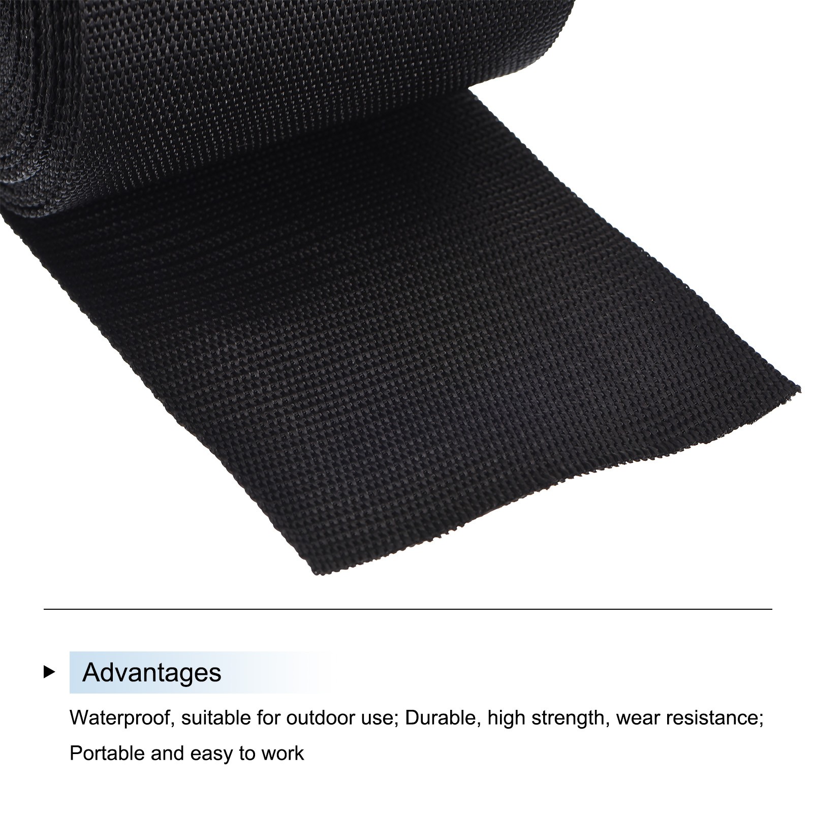 3" 10 Yard Backpack Black Lightweight Polypropylene Webbing Strap Strapping