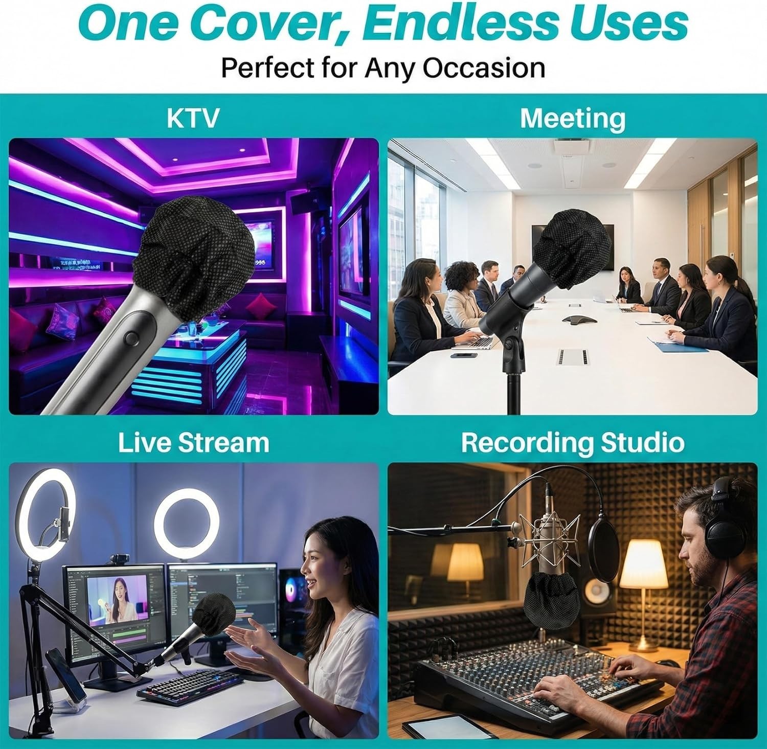 100PCS Microphone Cover - Mic Covers Disposable Odorless Non-Woven...