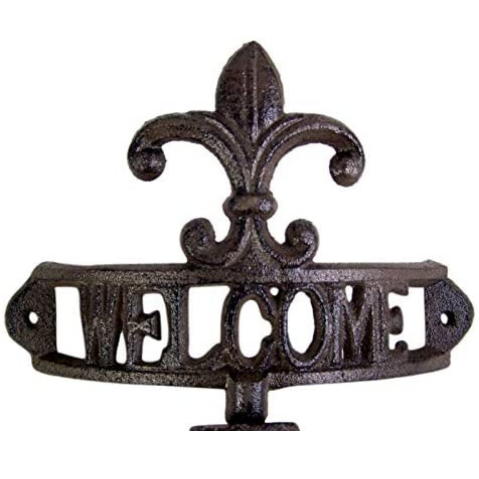 Rustic Cast Iron Fleur De Lis Welcome Dinner Bell, 8 1/4 Inches