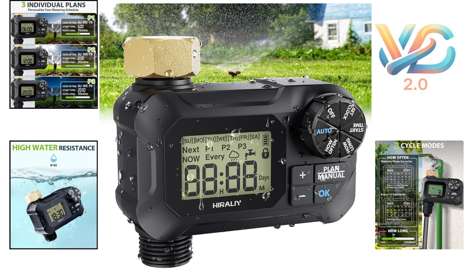 Water Timer for Garden Hose Programmable Outdoor Irrigation System Black