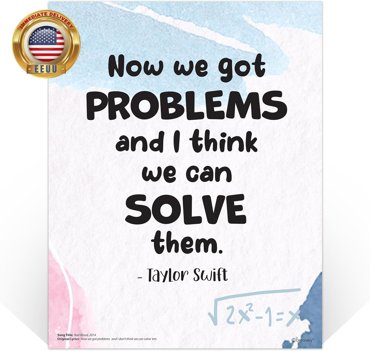 16 Math Posters for High School, 11X14In Educational, Matte-Laminated Classroom