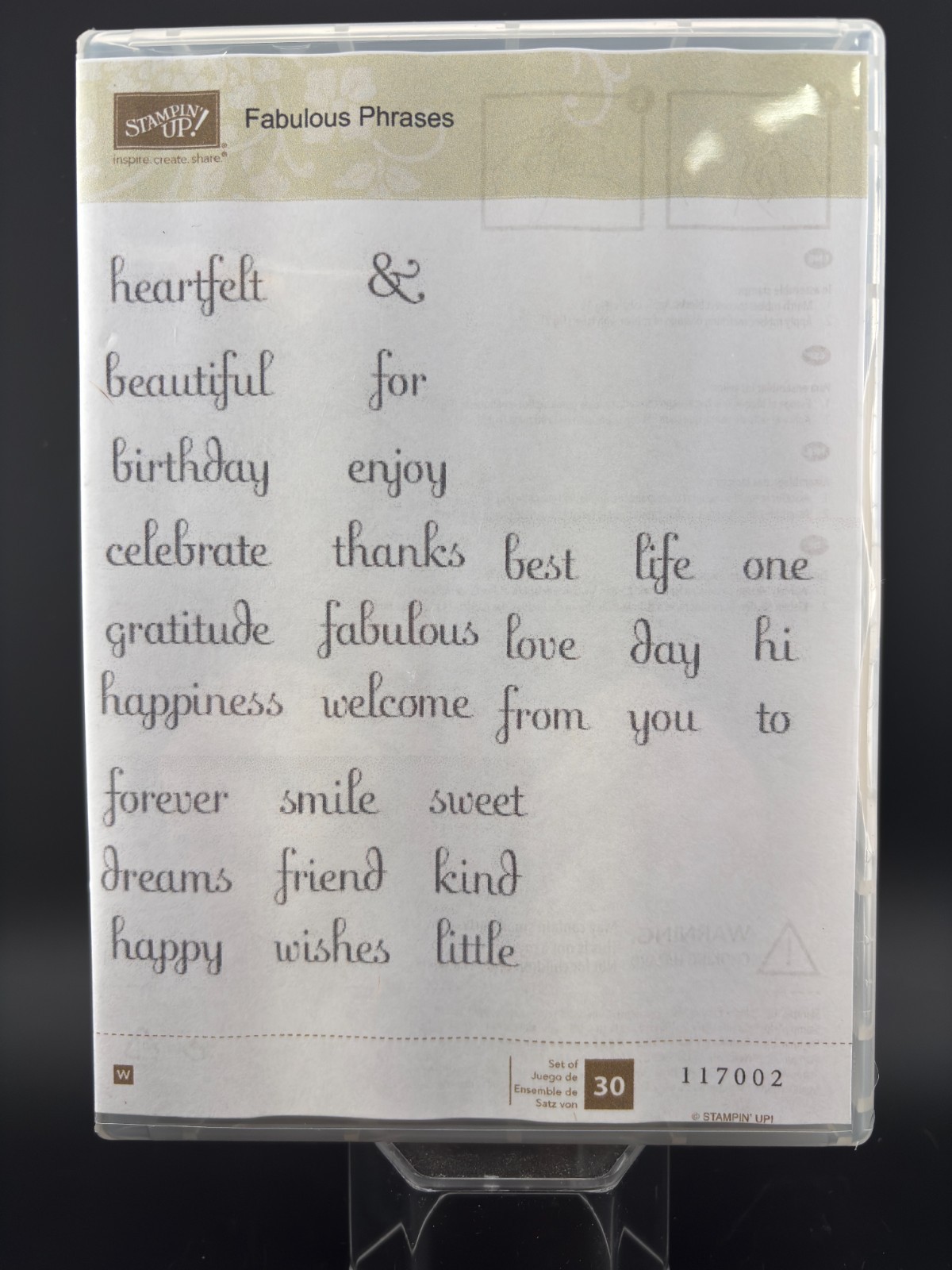 Stampin’ Up! Fabulous Phrases 117002 Mounted Rubber Stamp Words Saying