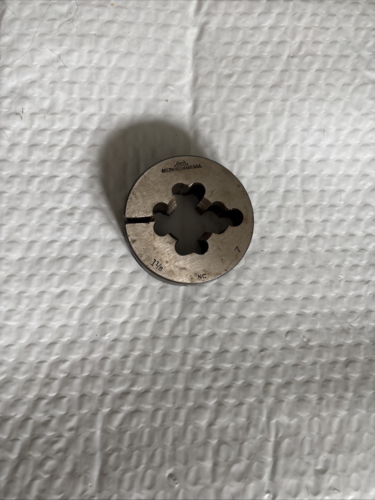 1-1/8” Thread Die 7 TPI 3” Outside Diameter NC Made In USA Greenfield Mass