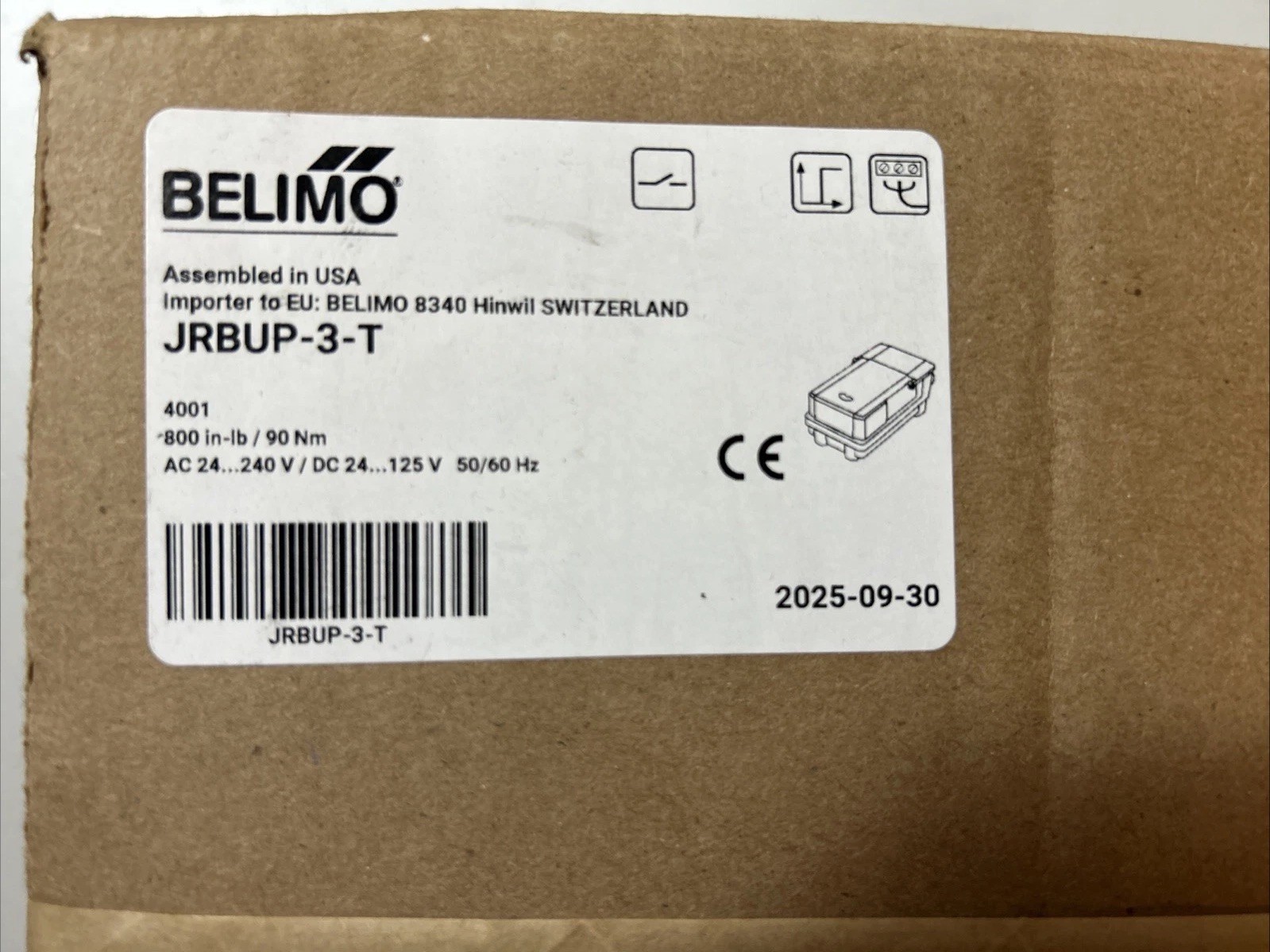 BELIMO JRBUP-3-T  800 In-lbs AC24-240V/DC24-125V NEW IN BOX!