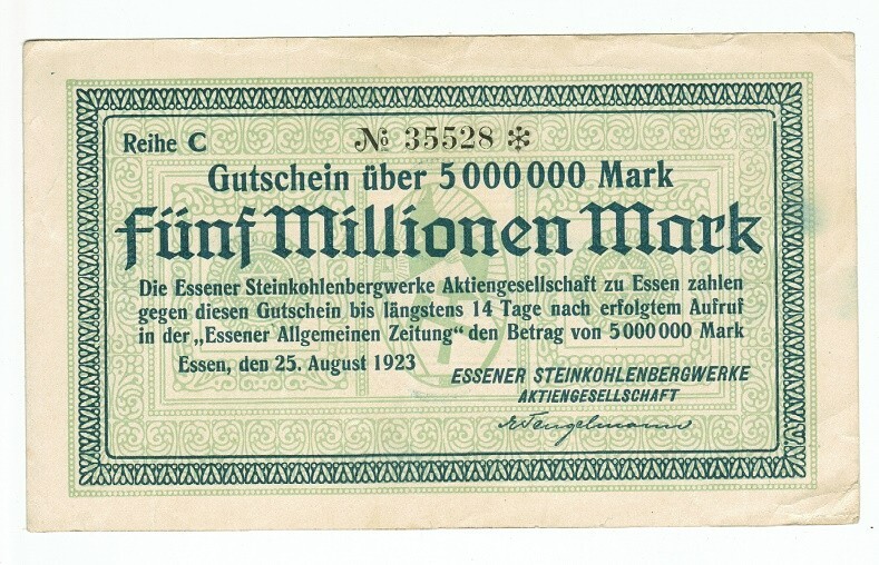 GERMANY BANKNOTE 5 MILLION MARK ESSEN 1923
