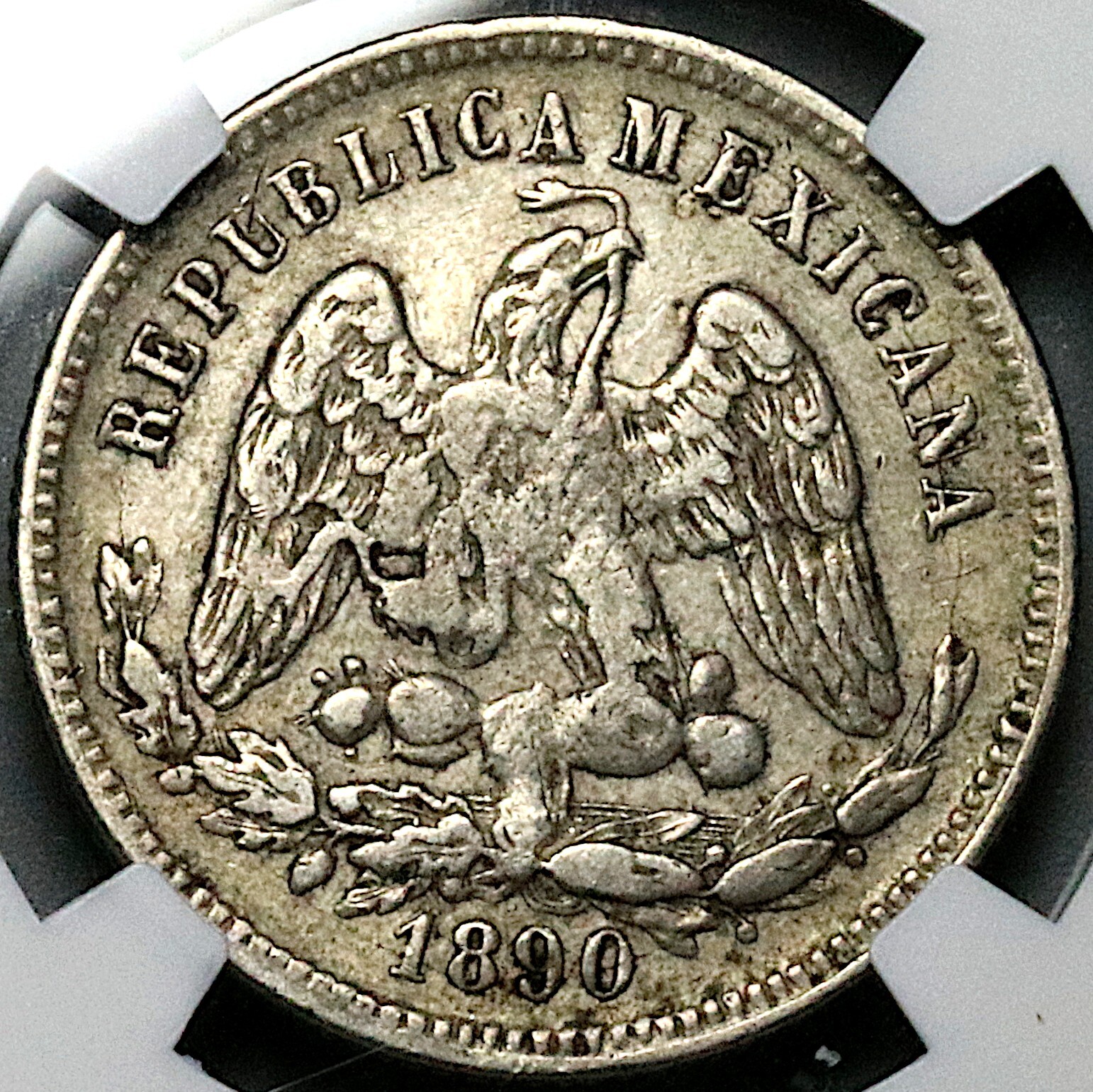1890-Ho NGC XF 40 Mexico 25 Centavos Hermosillo Rare 18k Coin POP 1/0 (24121005C