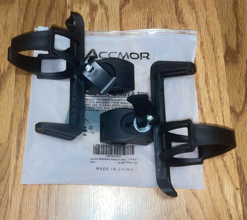 (2) Accmor Bike Water Bottle Holders No Screws, Clamp Cycle 360 Cup Holder