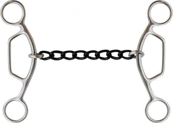 Showman Stainless Steel Sliding Gag Bit with Blued Steel Chain Mouth Piece
