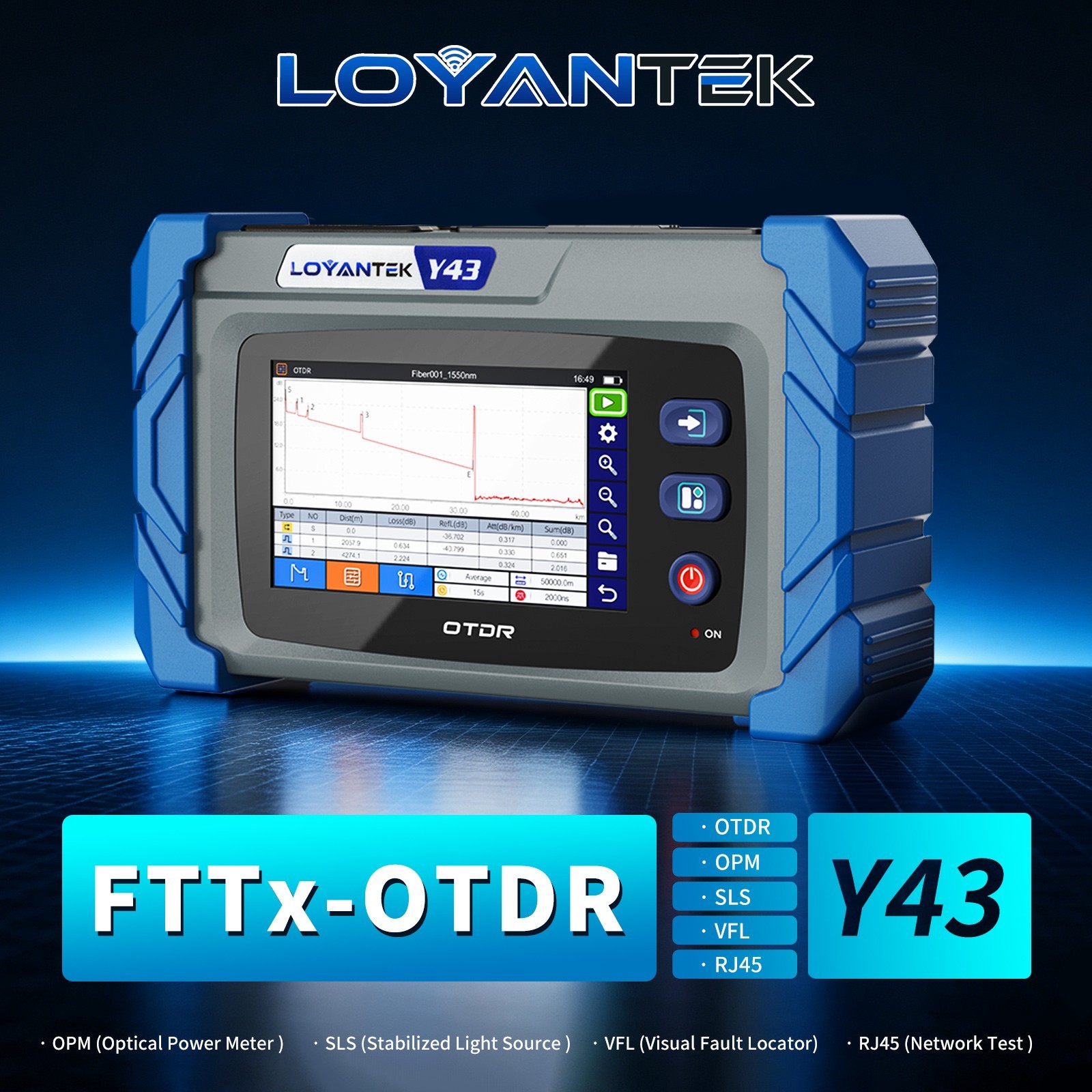 Fiber Optic Tester OTDR SM 1310nm/1550nm 26/24dB With OPM/VFL/OLS/RJ45 Function