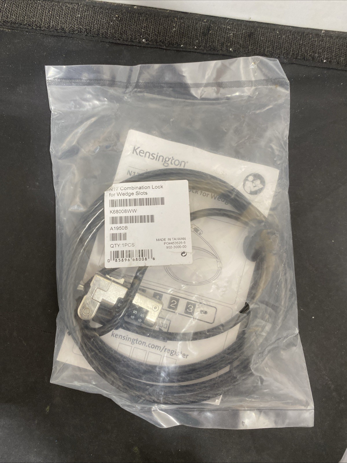 New Kensington N17 Serialized Combination Laptop Lock For Wedge Slots K68008WW