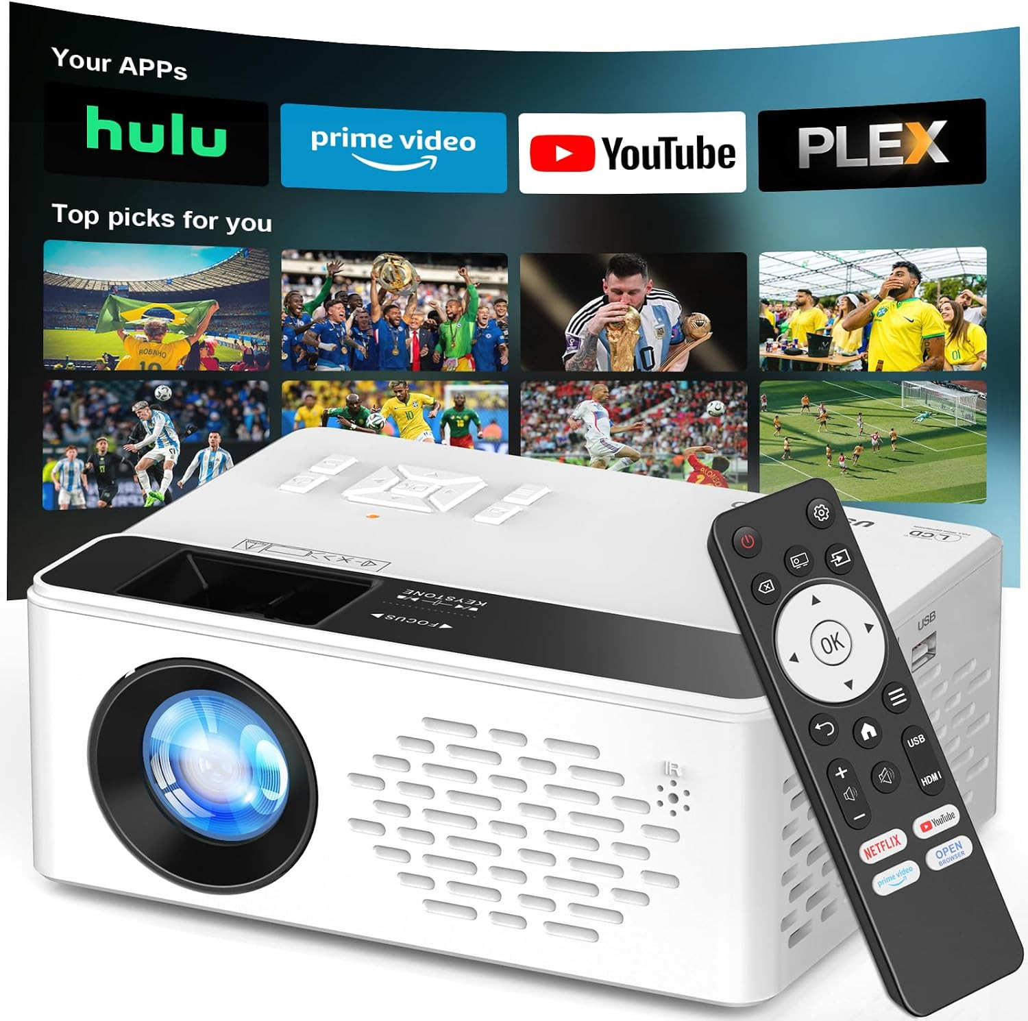 Native 1080P Smart Projector, Compatible Netflix/Prime Video/Youtube | Built in
