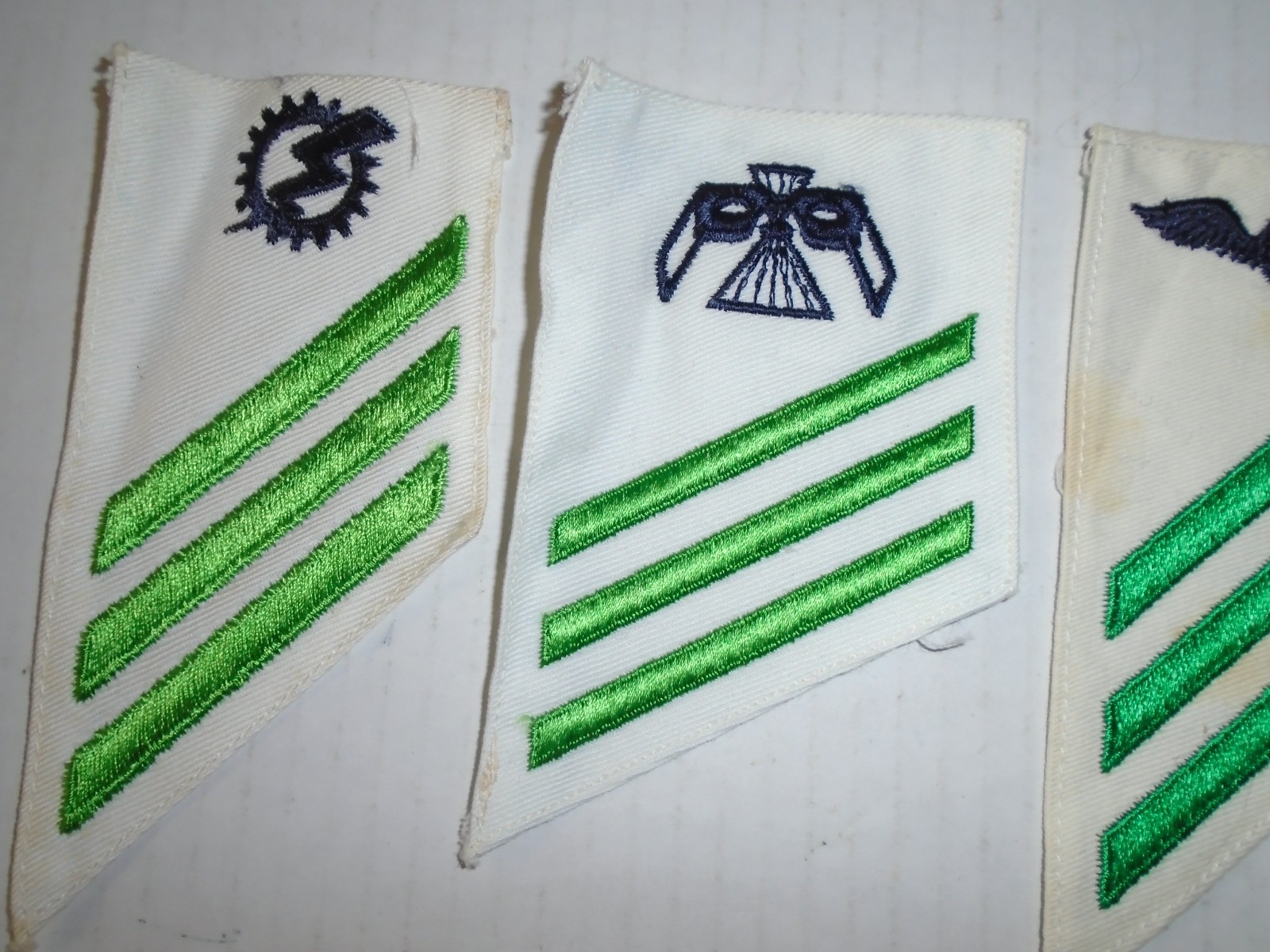 10 Vintage US Navy Airman Sleeve Stripes Striker Patch E-3 E-2 Aviation Green