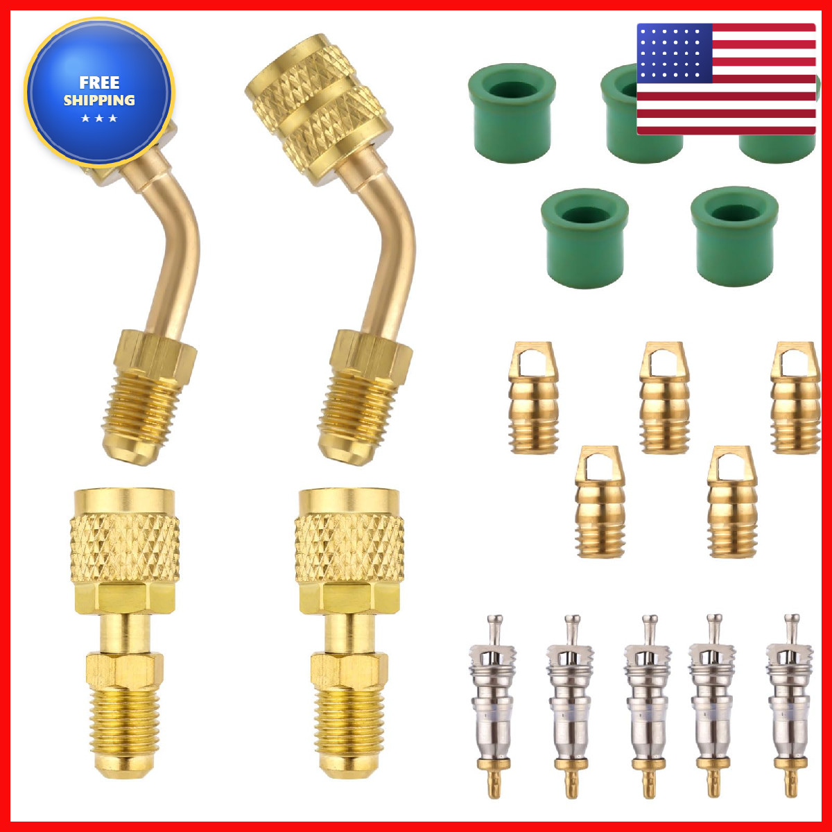Gosknor 19Pcs R410A Mini Split Adapter Kit 2 Straight And 2 Angled R410A