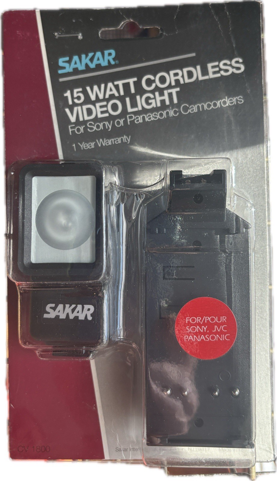 Sakar 15 watt Cordless Camcorder Light For Sony & Panasonic Camcorders CV 1800