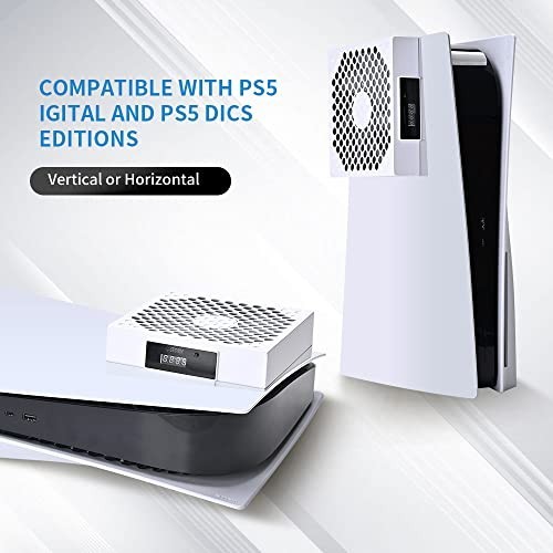 PS5 Cooling Fan System - Automatic Temp Control, Low Noise, 3 Speed RGB LED