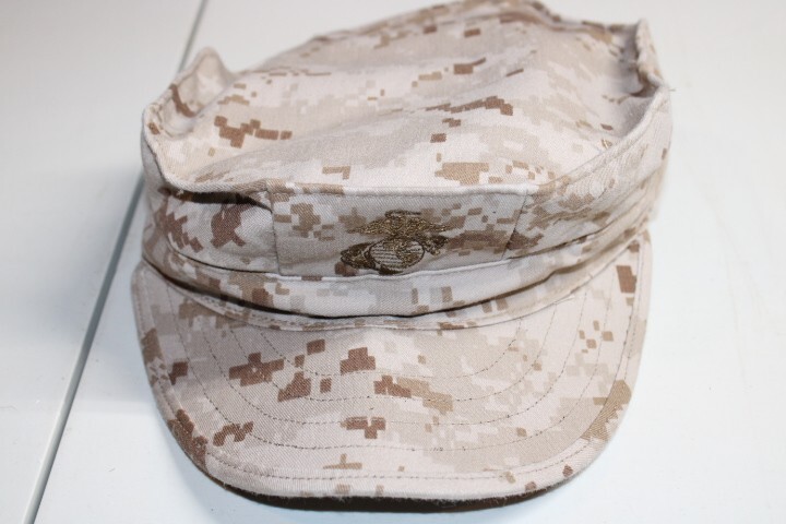 US Military REAL USMC 8 Point Garrison Cover Cap Hat Desert MARPAT Size Large