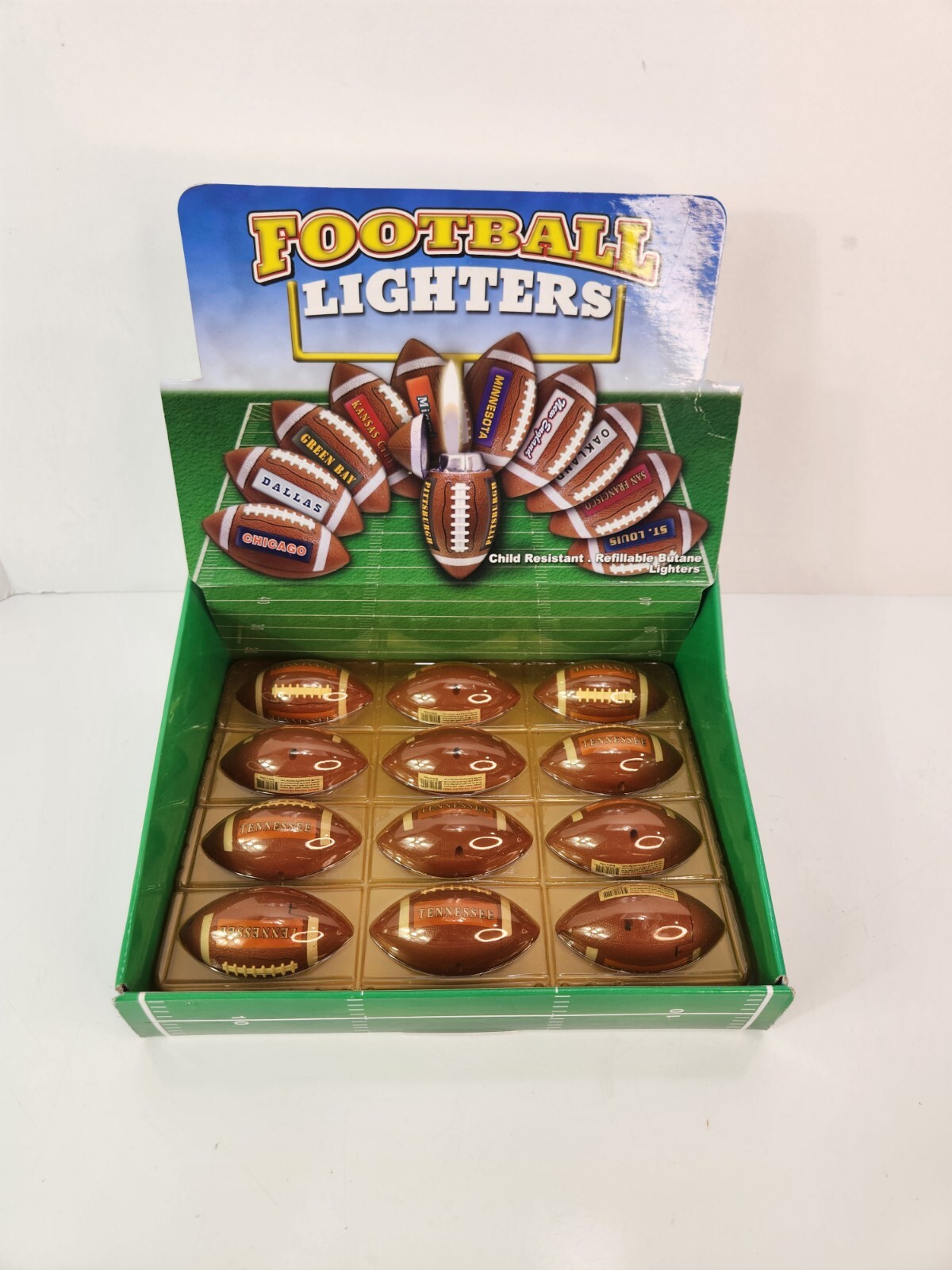 Set Of Flip Top Lighter Tennessee Vols Football Shape