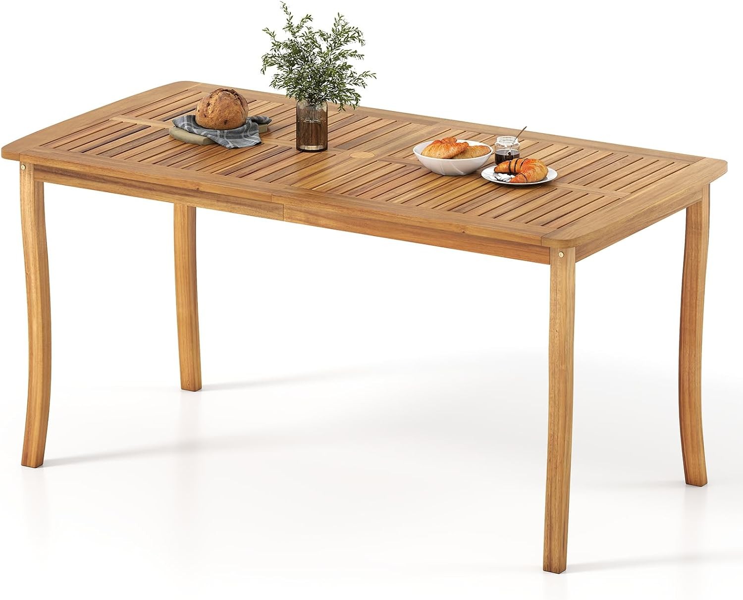 Outdoor Acacia Wood Dining Table for 4-6 People Patio Furniture Table