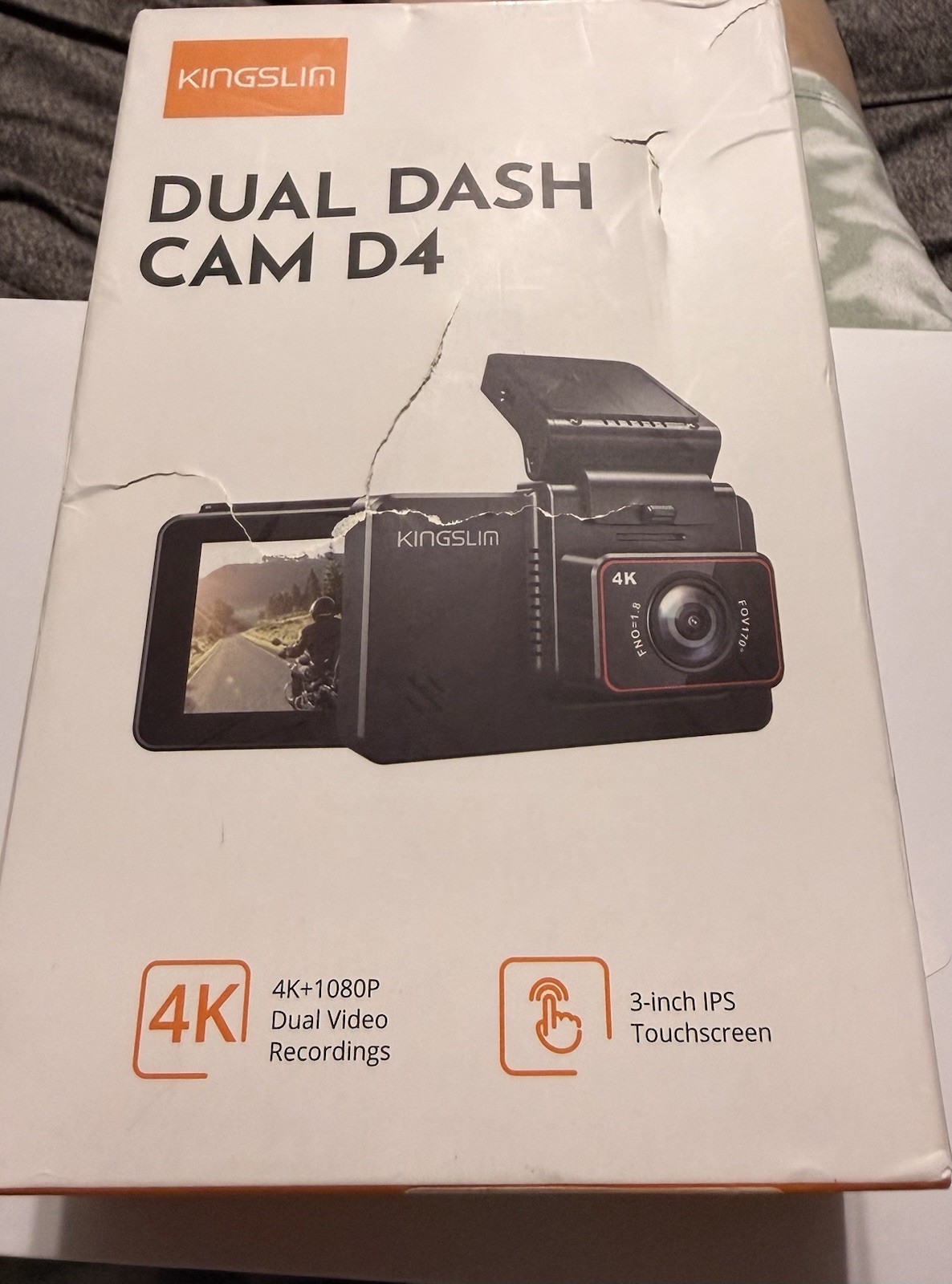 Kingslim Dual Dash Cam D4 4K with Built-in WiFi GPS OPEN BOX