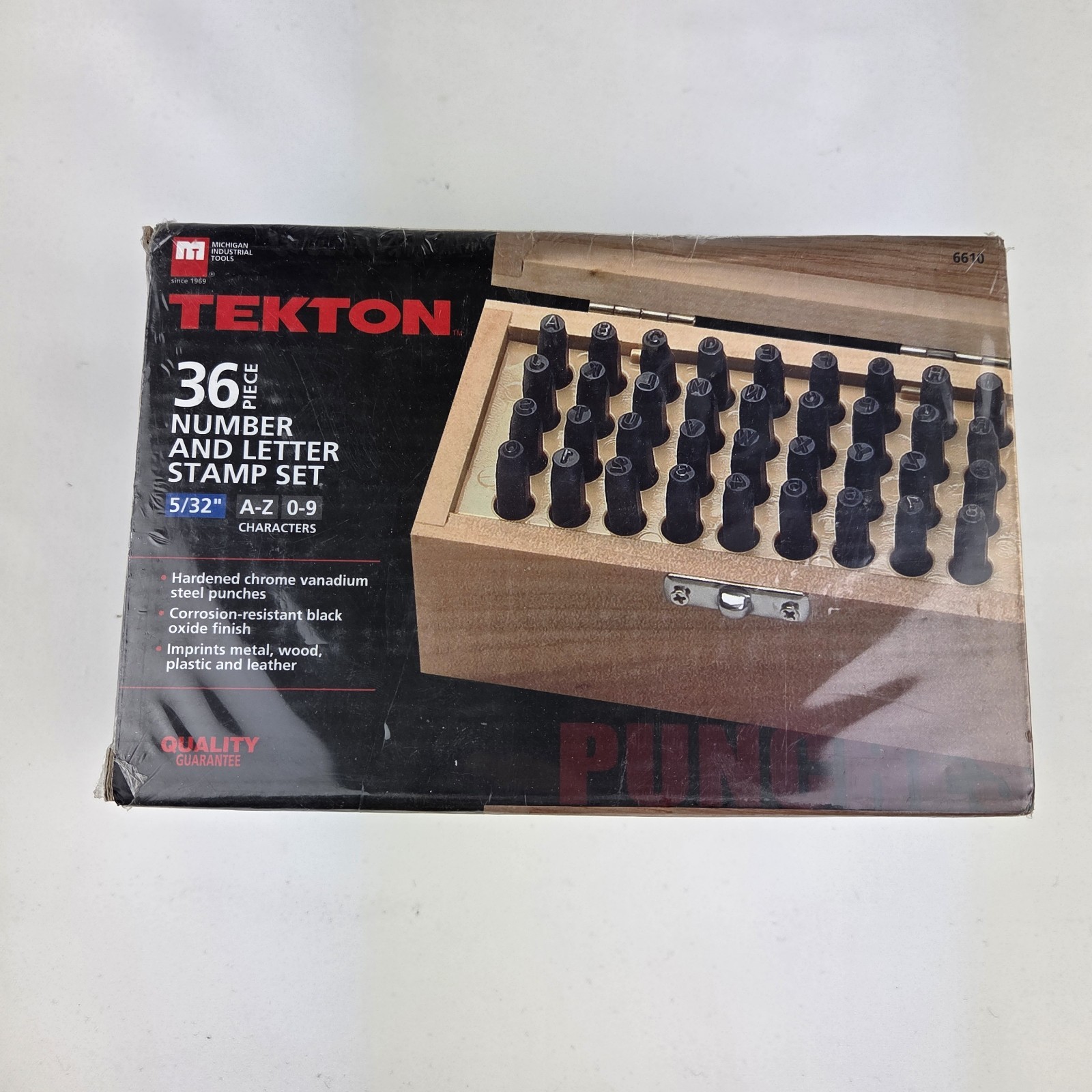 Tekton 36 Piece Number Letter Stamp Set 5/32 Metal Wood Leather Punches NEW