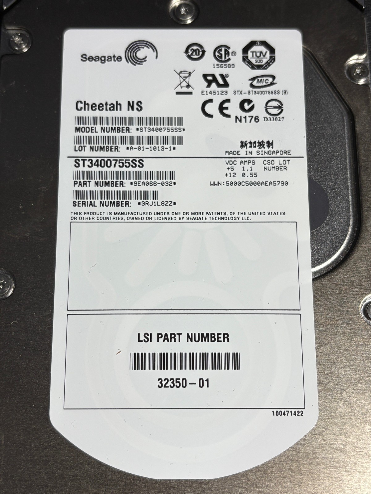 Seagate  ST3400755SS  400GB - 4Gbps - SAS Drive  - 9EA066-032 - LSI 32350-01