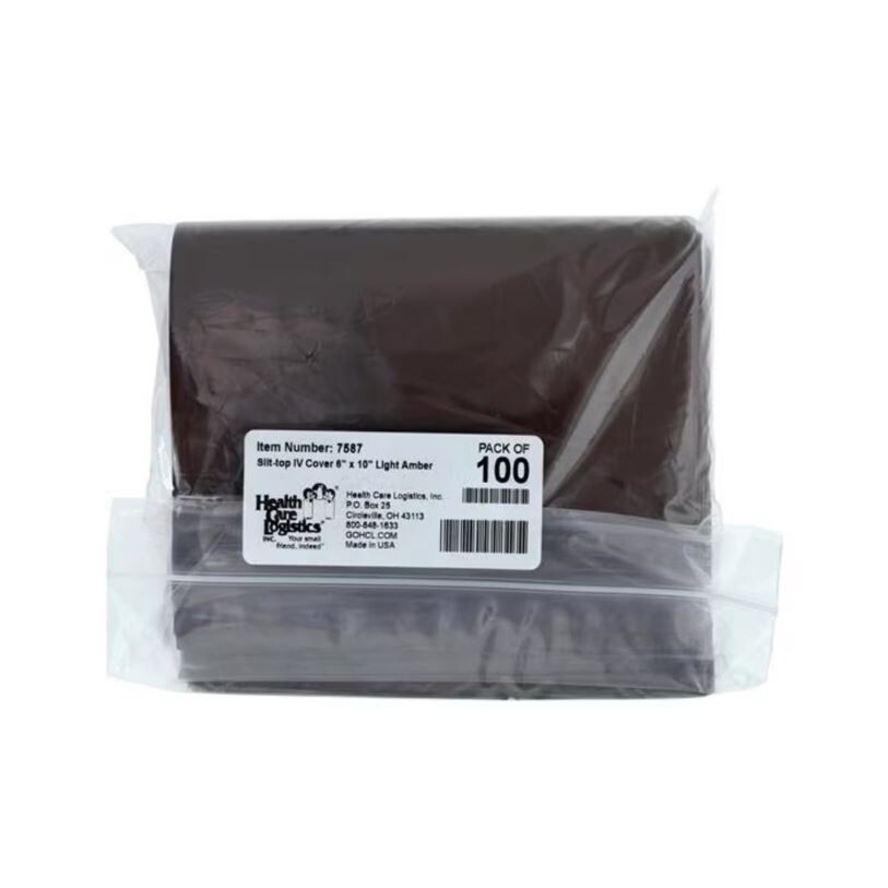 *100-Pieces* Health Care Logistics UV Light Covers Bags 6" x  10" Amber 7587