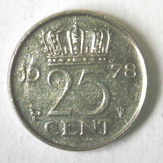 1978 Netherlands 25 Cents Coin Juliana KM#183 VF+ Gulden Cent Dutch Nederlanden