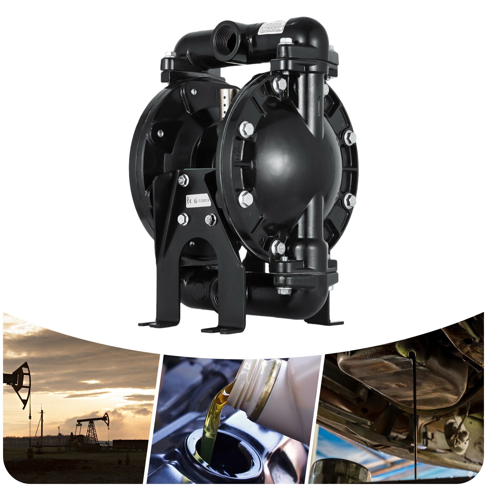 35Gpm 120PSI Pneumatic Dual Diaphragm Pump Air-Operated Waste Oil Transfer Pump