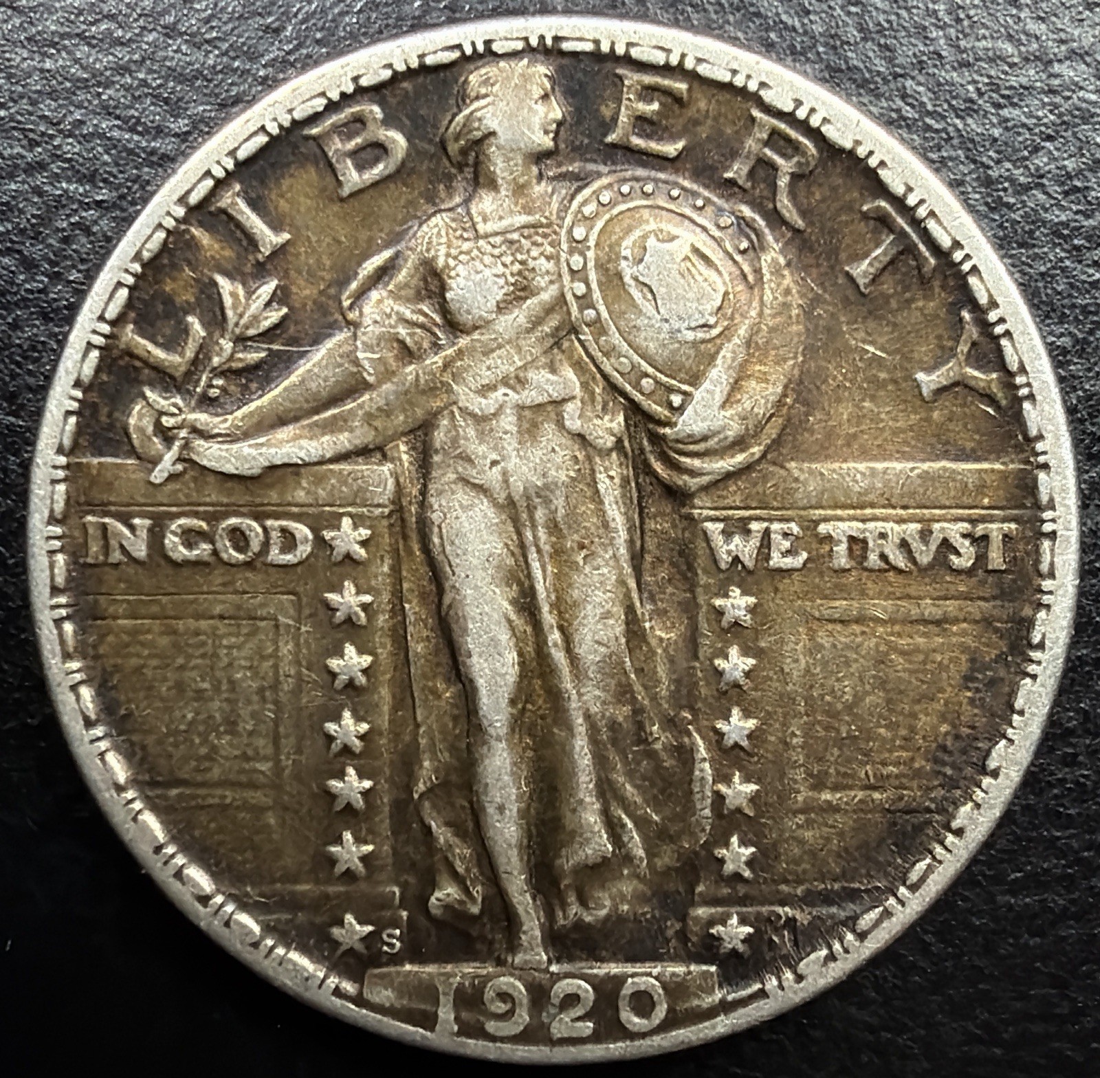 1920 S Standing Liberty Silver Quarter Dollar 25c Choice Original XF+ Type Coin