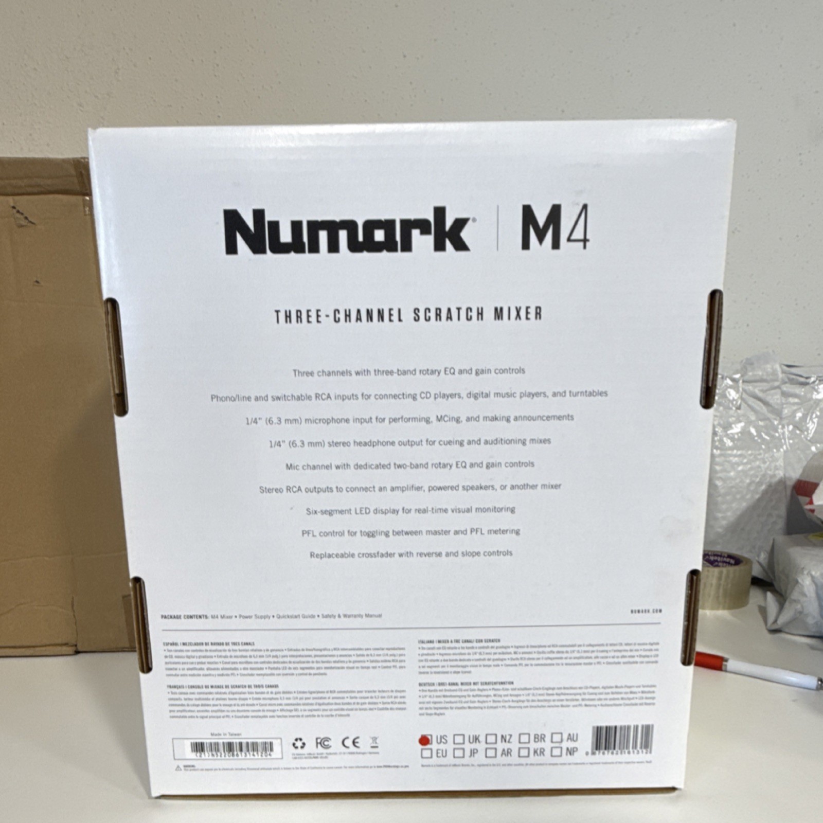 Numark M4 Three-Channel DJ Mixer, Replaceable Crossfader, Three-Band EQ, Black