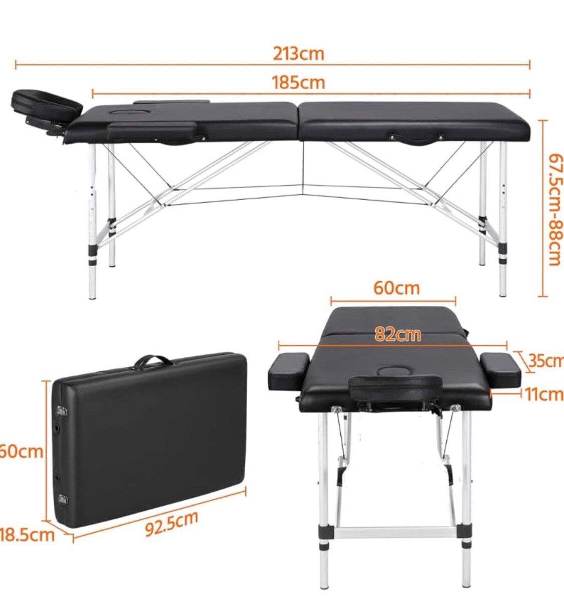 Black massage table / portable foldable beauty bed for beauty therapists etc