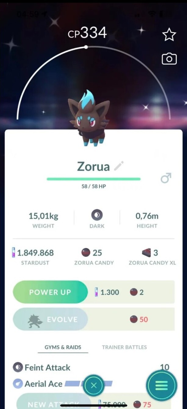 Shiny Zorua Pokemon Tr@de Go