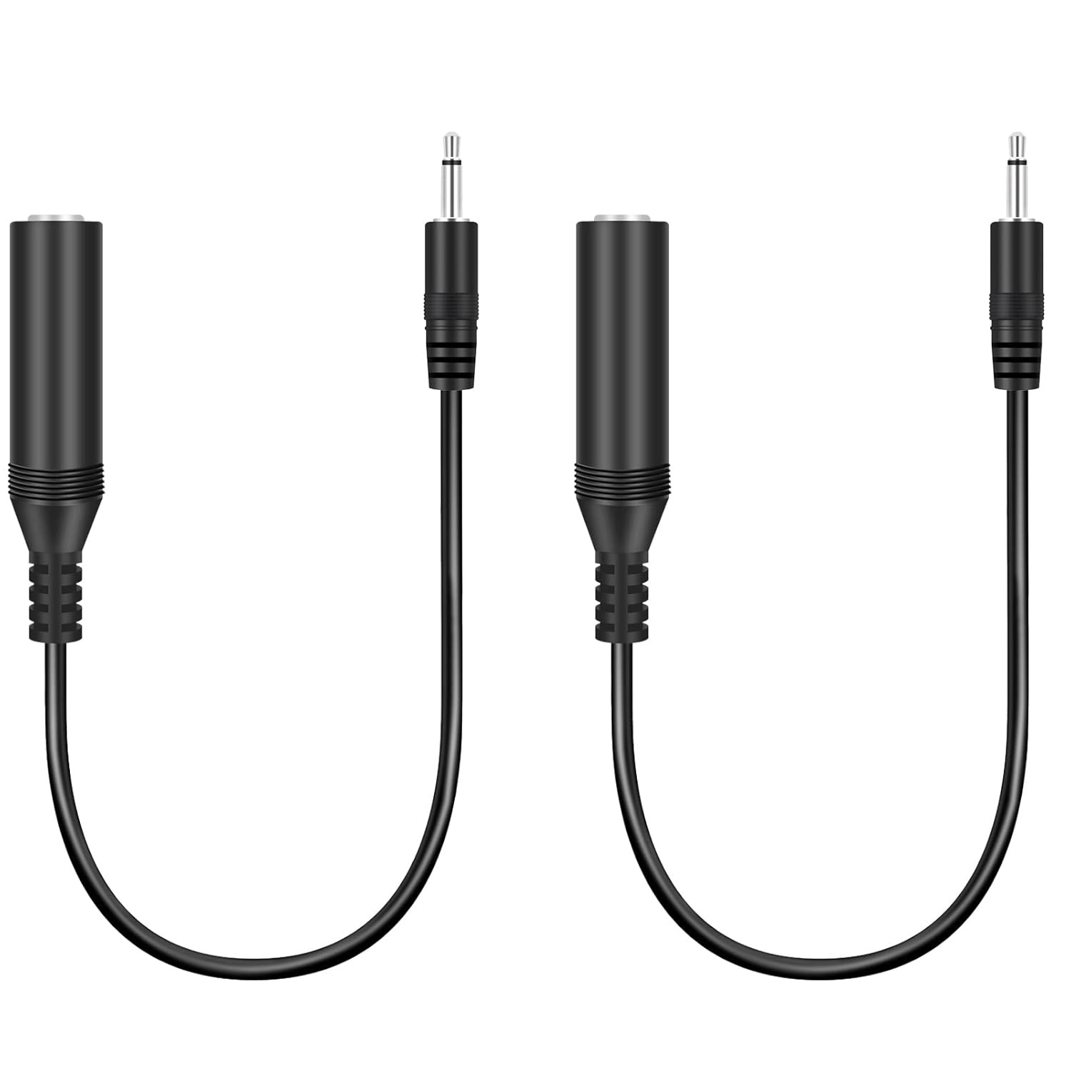 2 Pack 3.5mm 1/8" TS Mono Male to 6.35mm 1/4" Mono Female Adapter Audio Cable Co