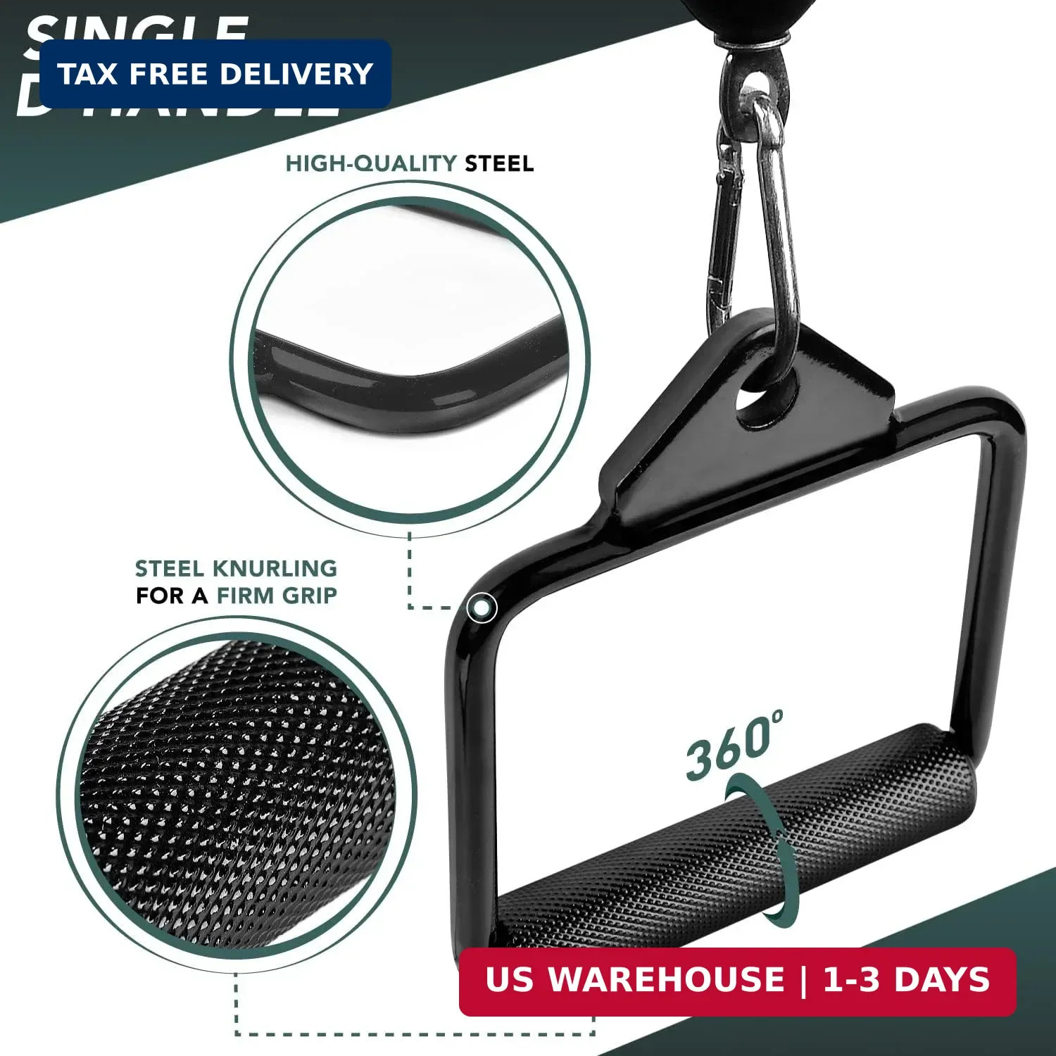 Cable Machine Attachment, Double D Handle & Tricep Rope Cable Attachment