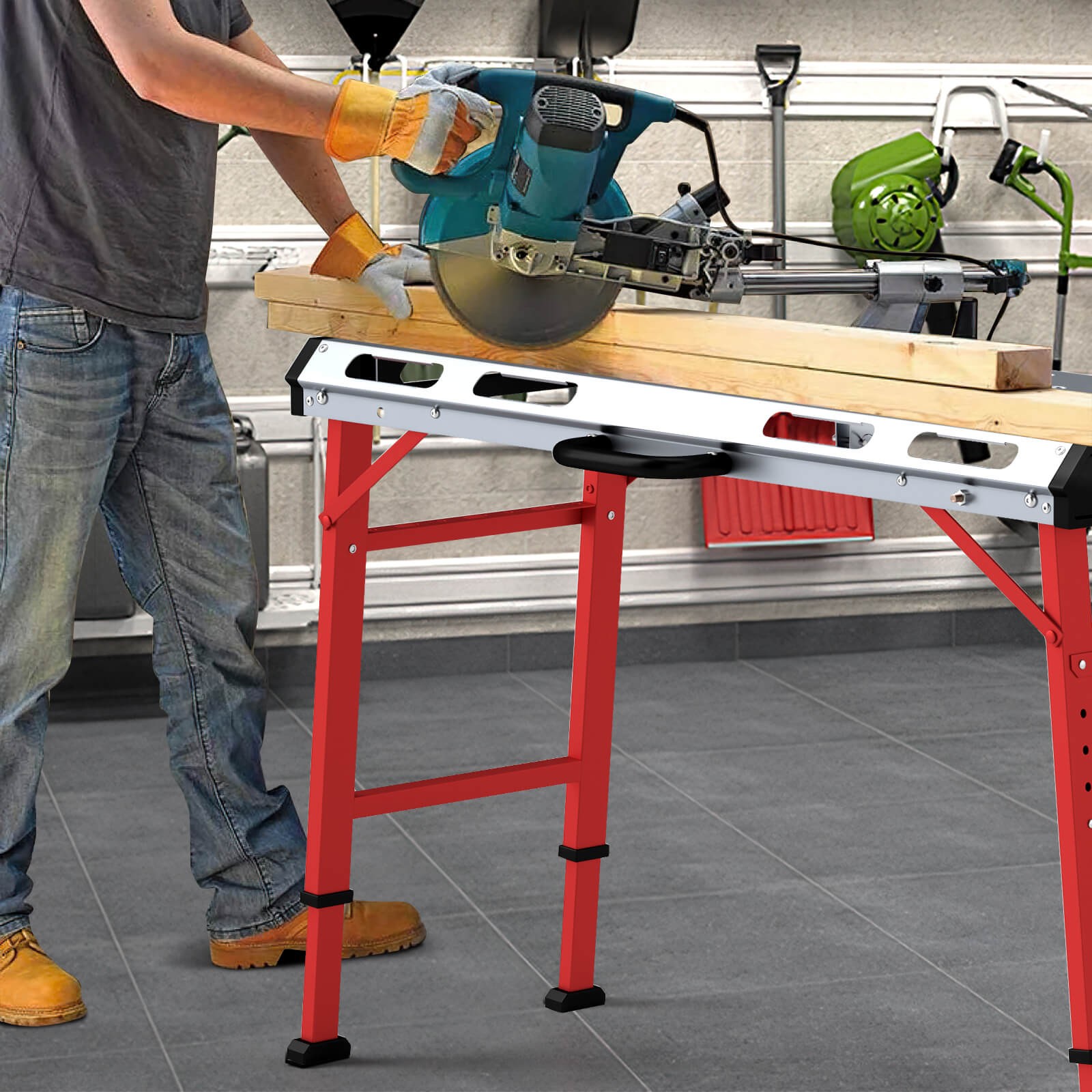 Welding Table 42" x 21" w/ Adjustable Height 2 Bar Clamps and Carrying Handle