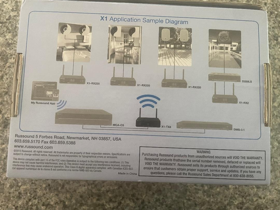 Russound XStream Multi-Channel Wireless Transmitter X1-TX8, New in Box