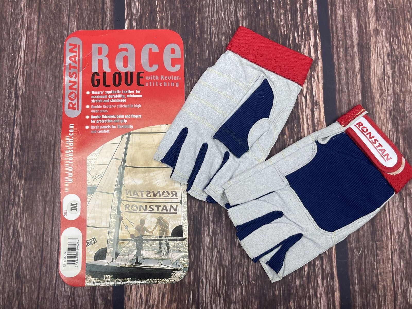 Ronstan Size M Synthetic Leather Sailing Race Gloves RF 4840M NEW IN PACKAGE